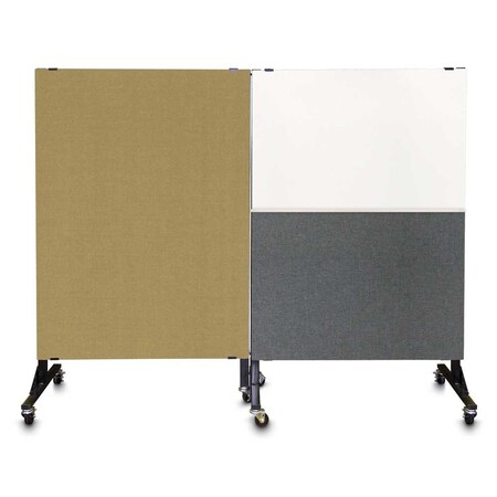 United Visual Products Sliding Door Indoor Enclosed Corkboard, 4 UV9001ACS4824-SATIN-BUFF